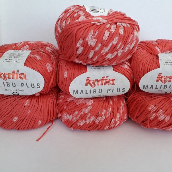 Restposten Katia Malibu plus Farbe 52 rot-weiß 350 gr.